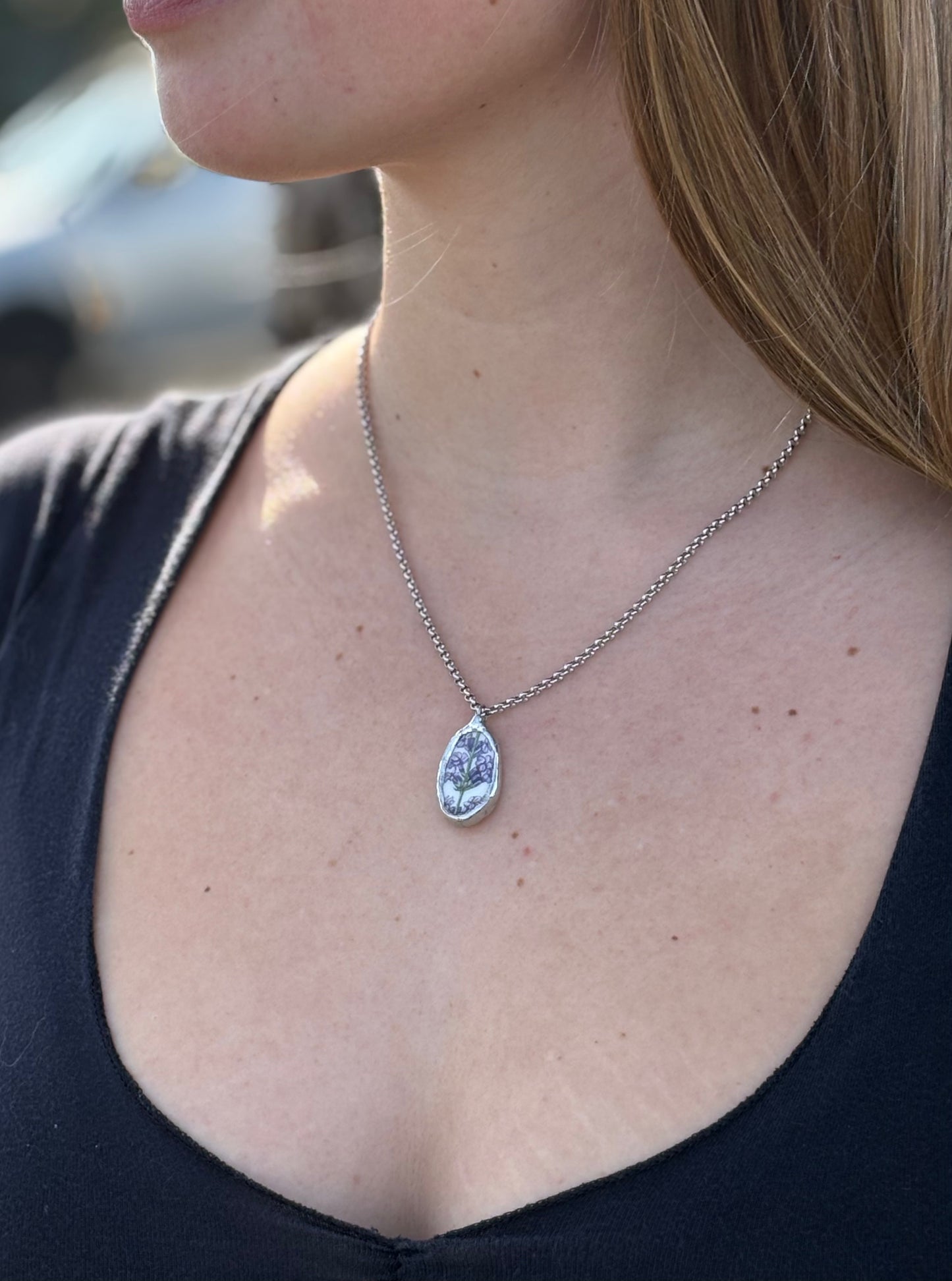 Lavender Ceramic Pendant Necklace