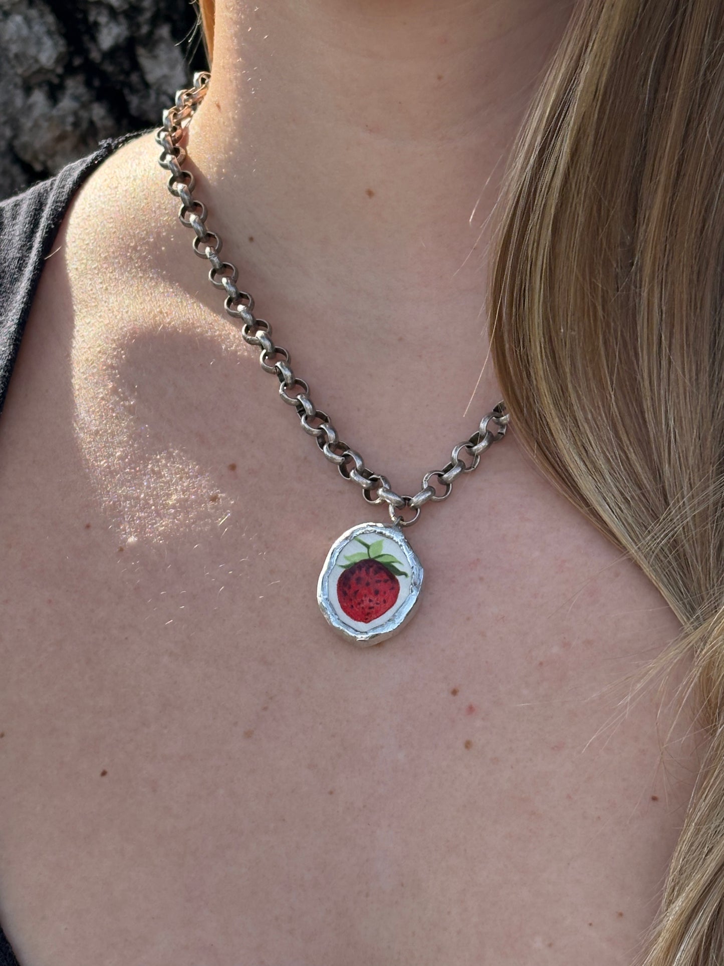 Strawberry 4 Ceramic Necklace