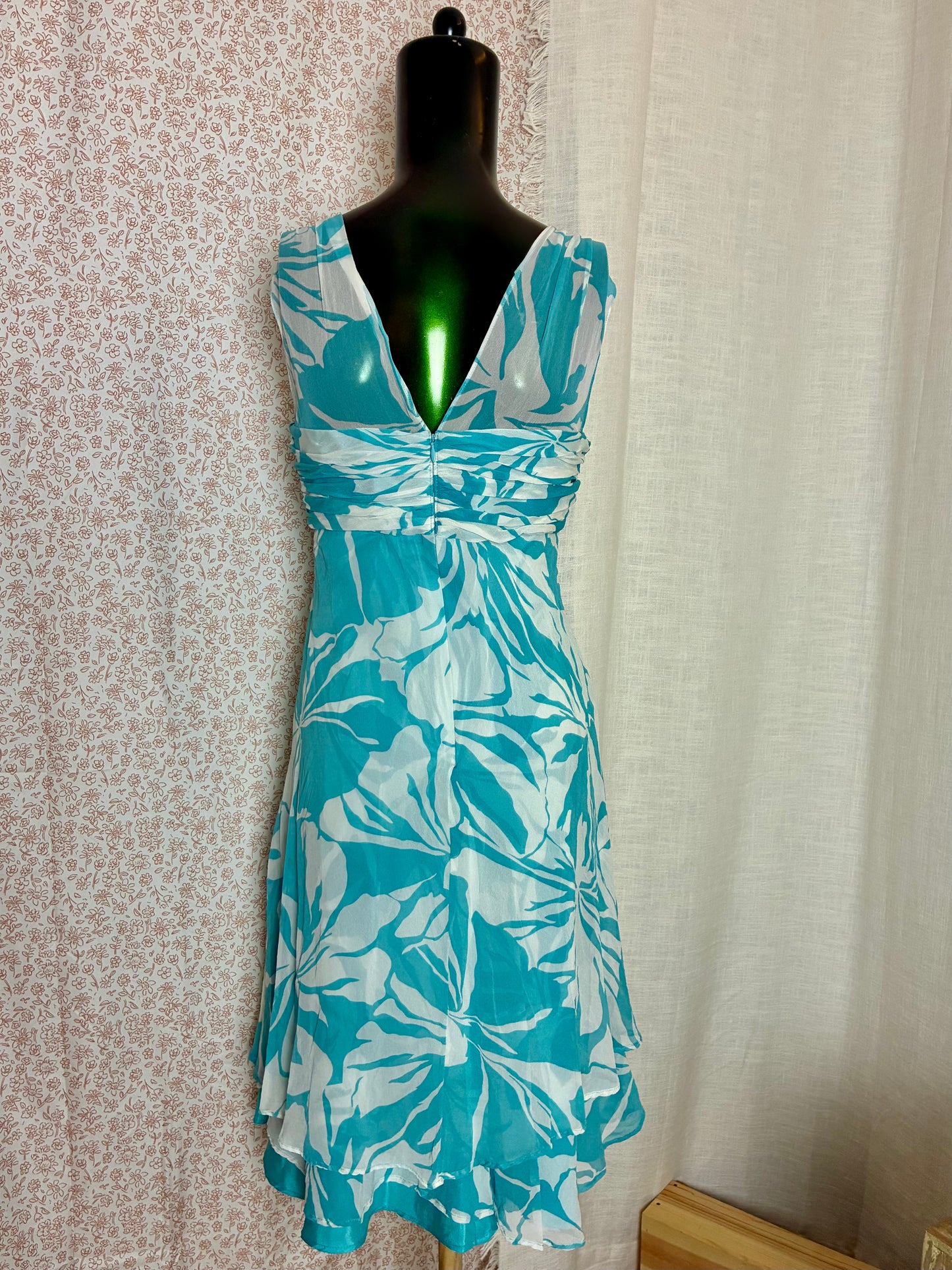 Teal Floral Print Dress