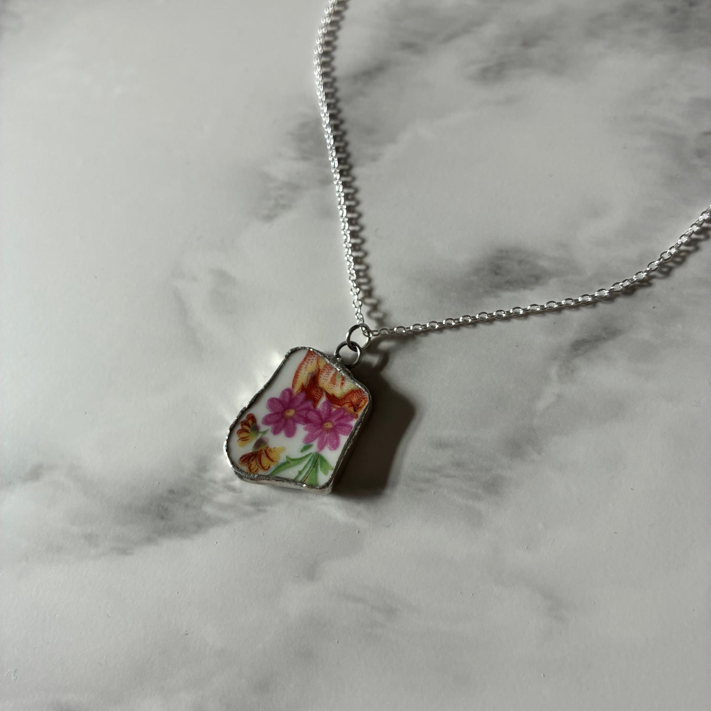 Florals Ceramic Pendant Necklace