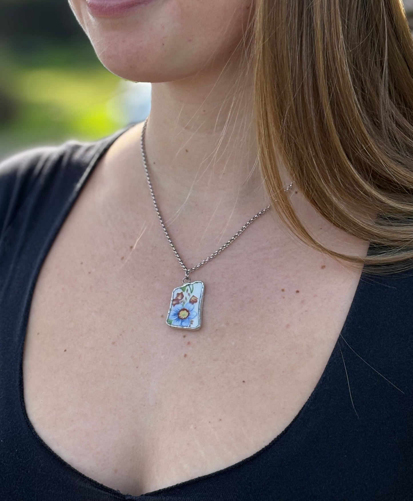 Florals 4 Ceramic Pendant Necklace