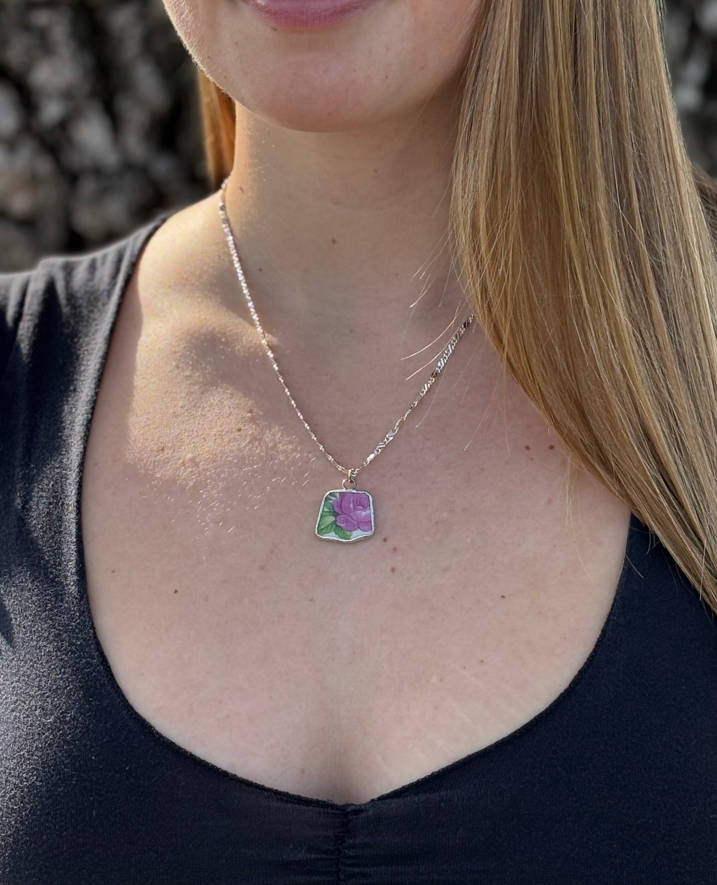 Florals 2 Ceramic Pendant Necklace
