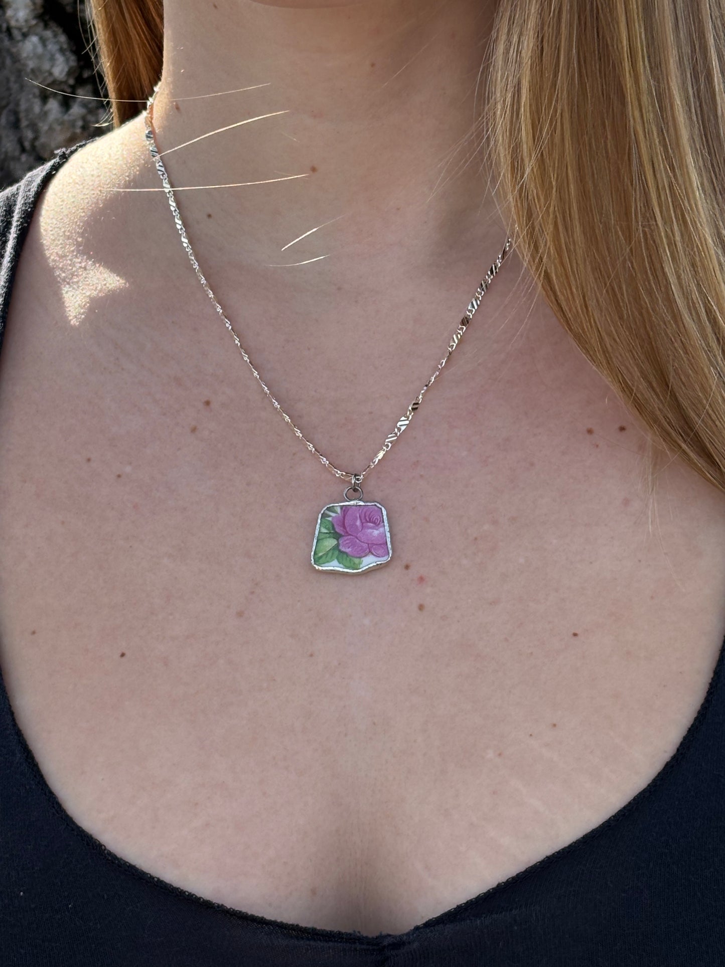 Florals 2 Ceramic Pendant Necklace