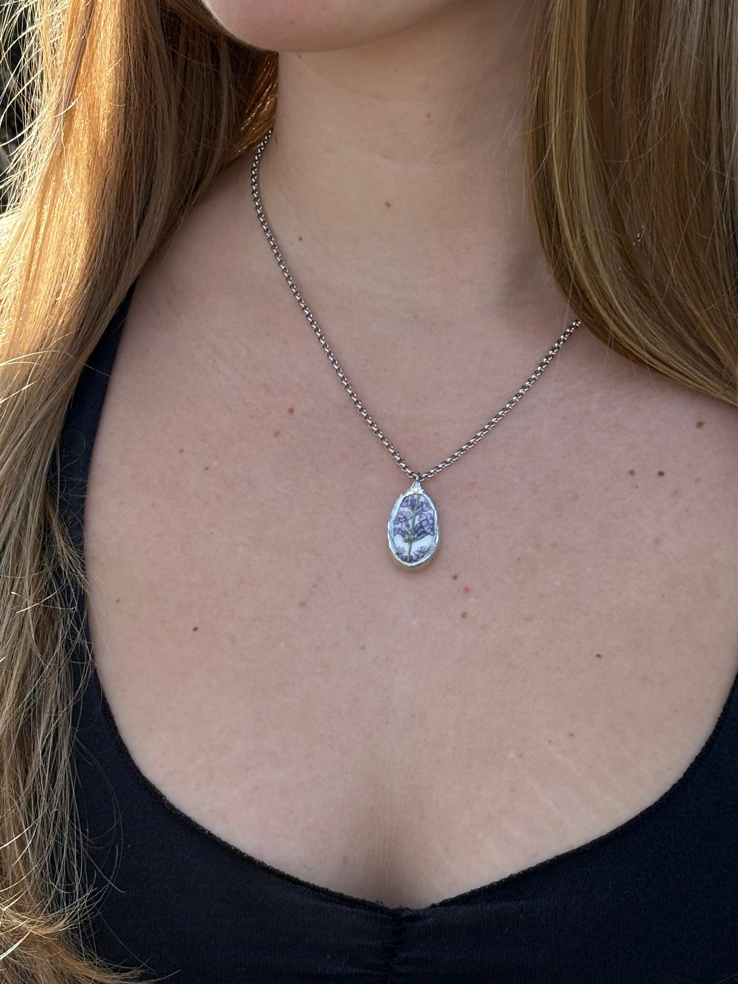 Lavender Ceramic Pendant Necklace