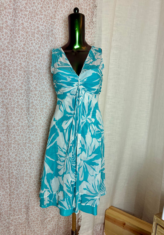 Teal Floral Print Dress