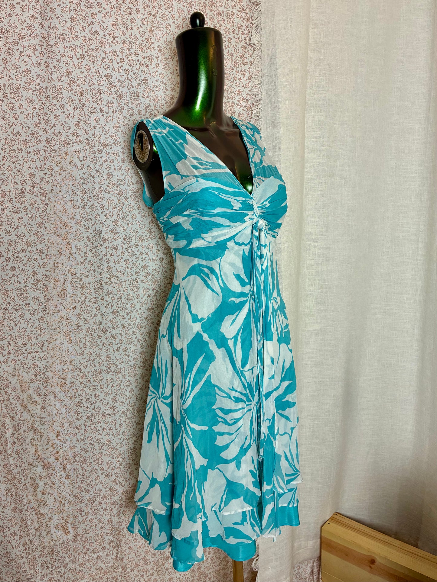 Teal Floral Print Dress
