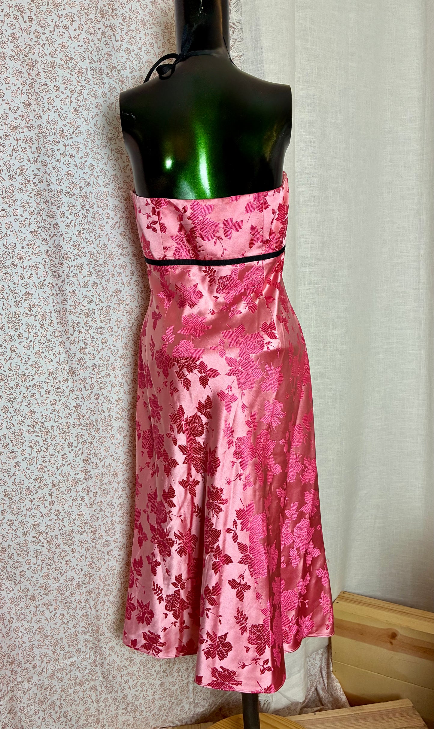Pink Floral Satin Dress