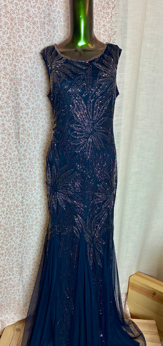 Beaded Navy Maxi Dress