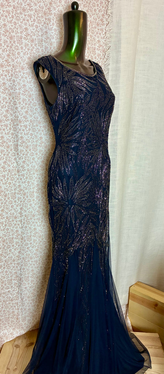 Beaded Navy Maxi Dress
