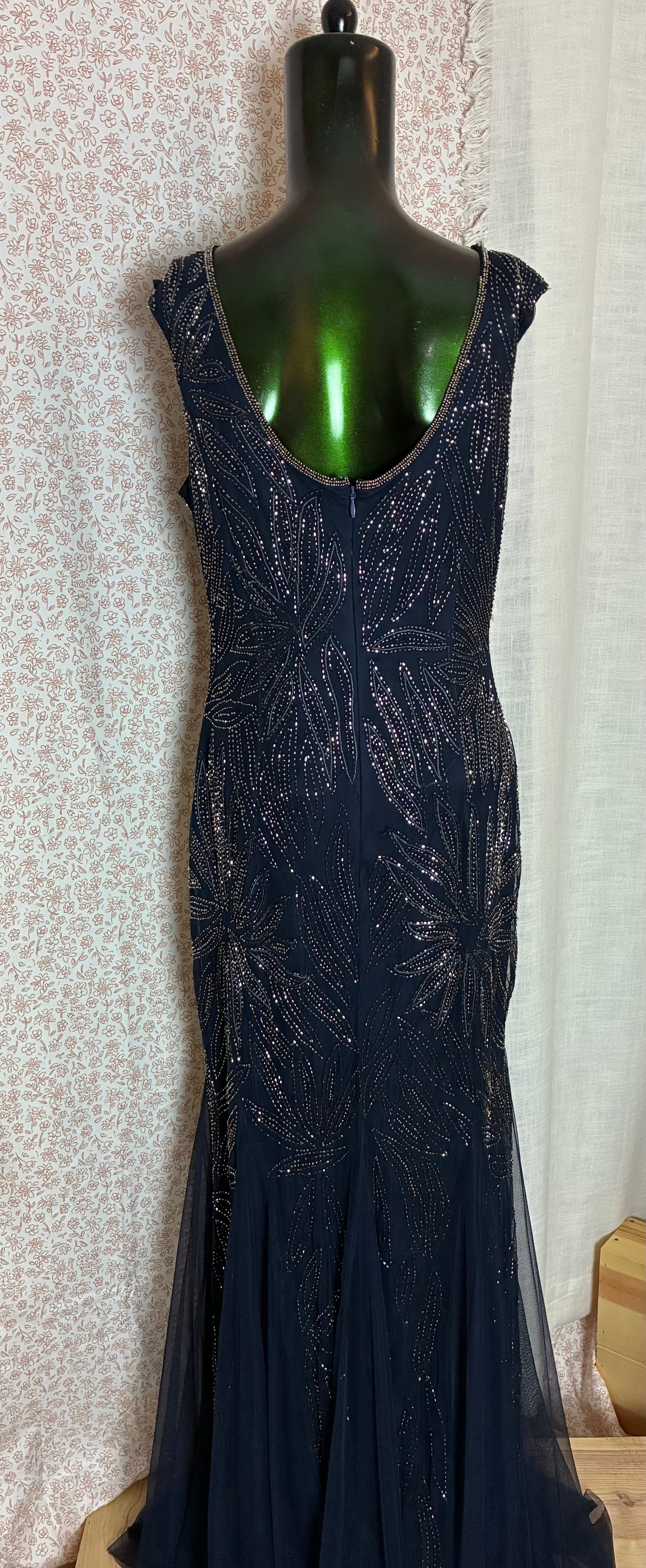 Beaded Navy Maxi Dress