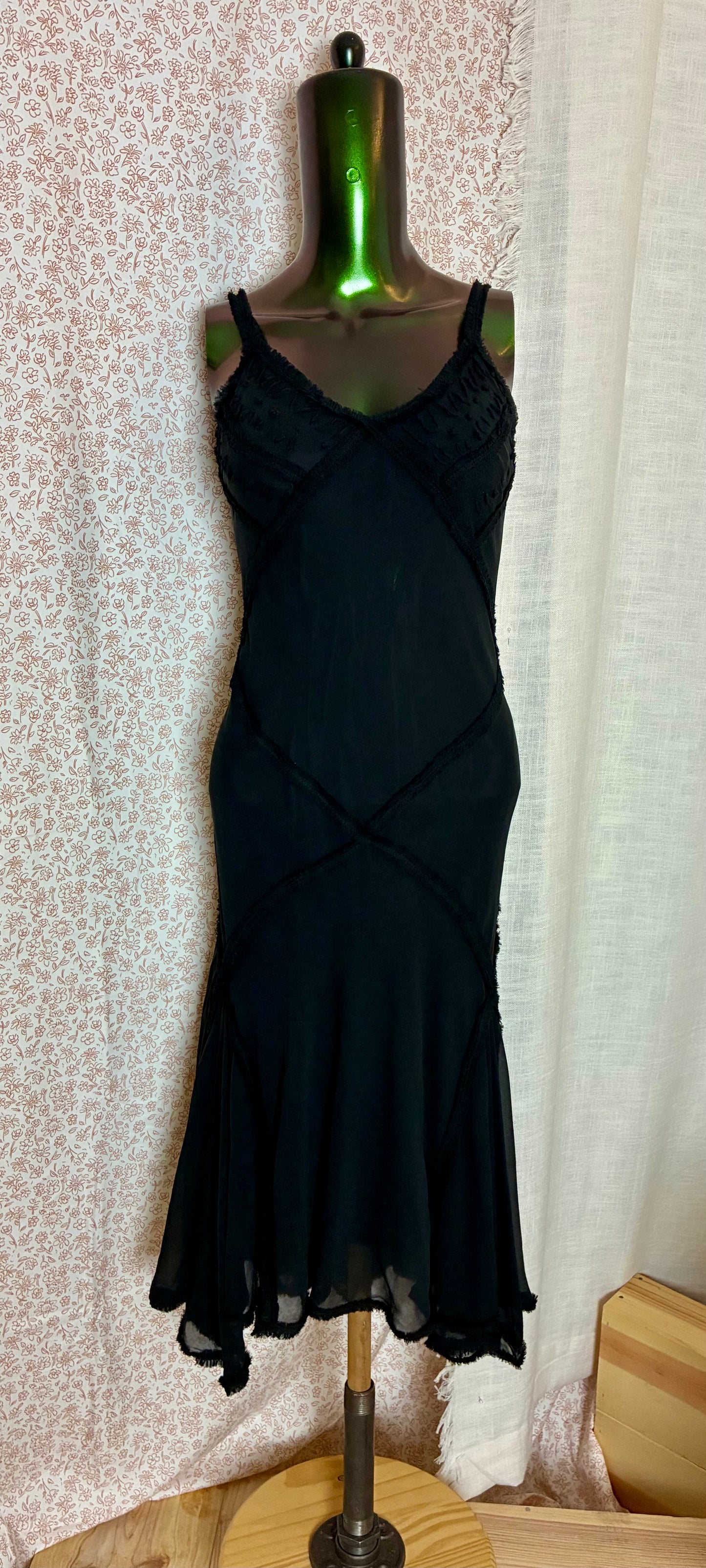 Black Ruffle Midi Dress