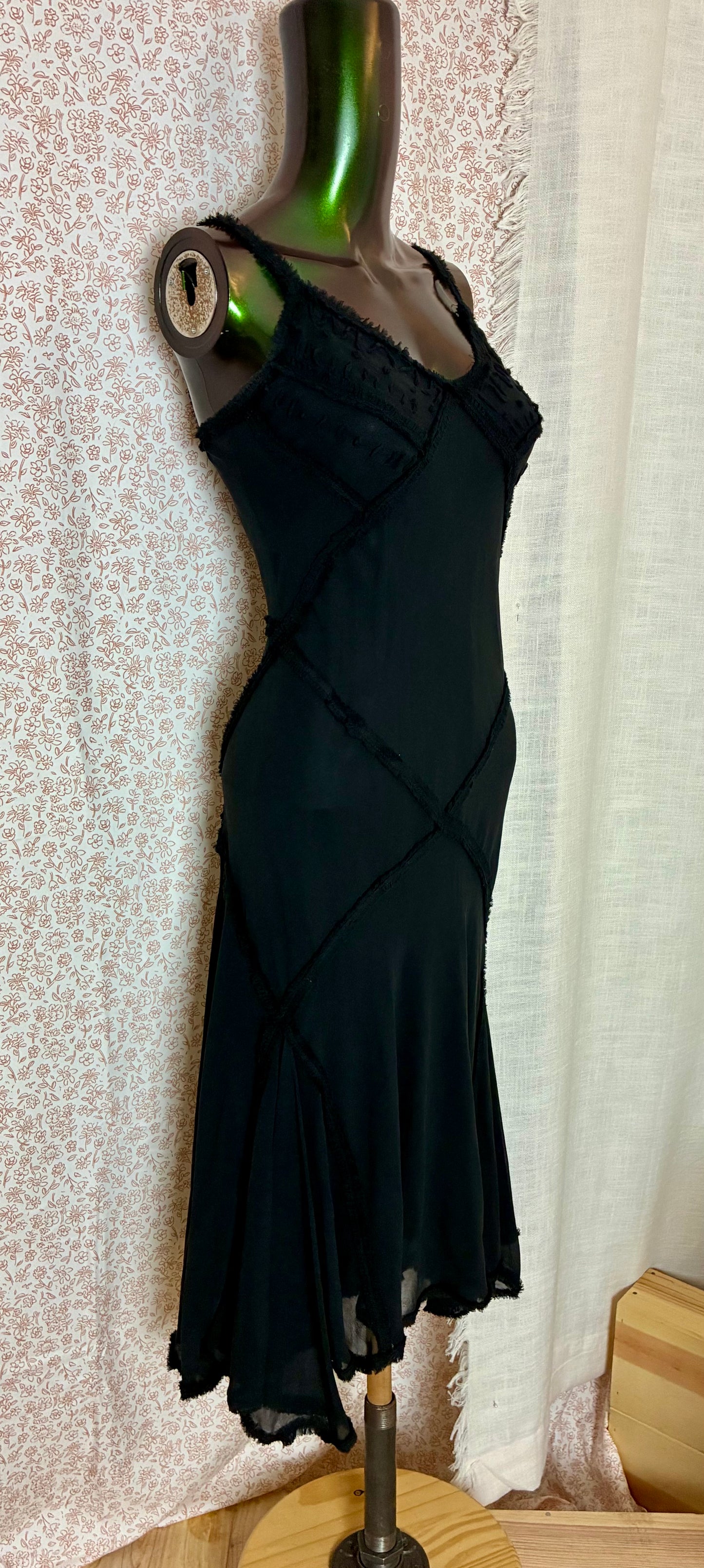 Black Ruffle Midi Dress