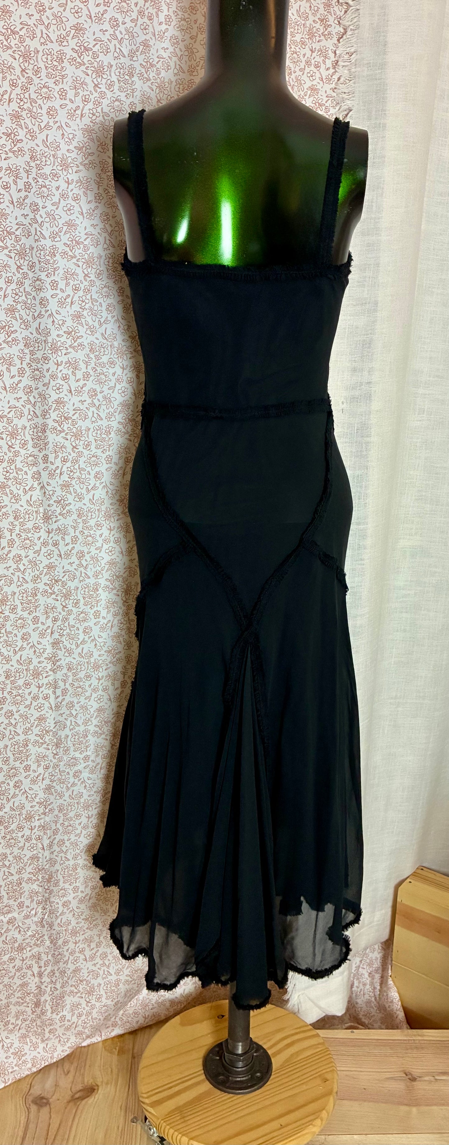 Black Ruffle Midi Dress