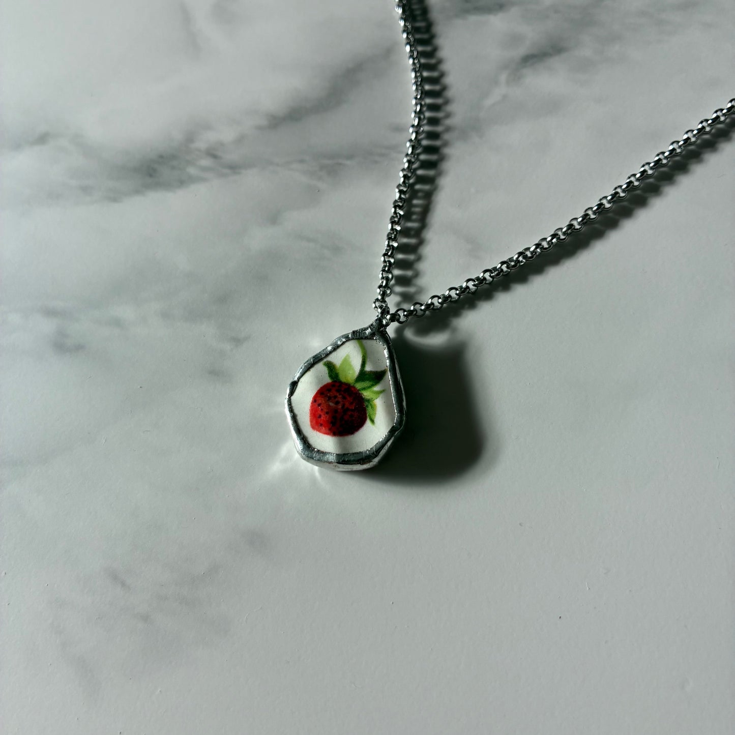 Strawberry 3 Ceramic Necklace