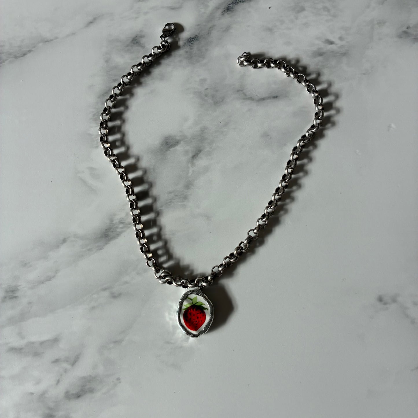 Strawberry 4 Ceramic Necklace