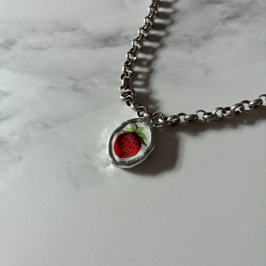 Strawberry 4 Ceramic Necklace