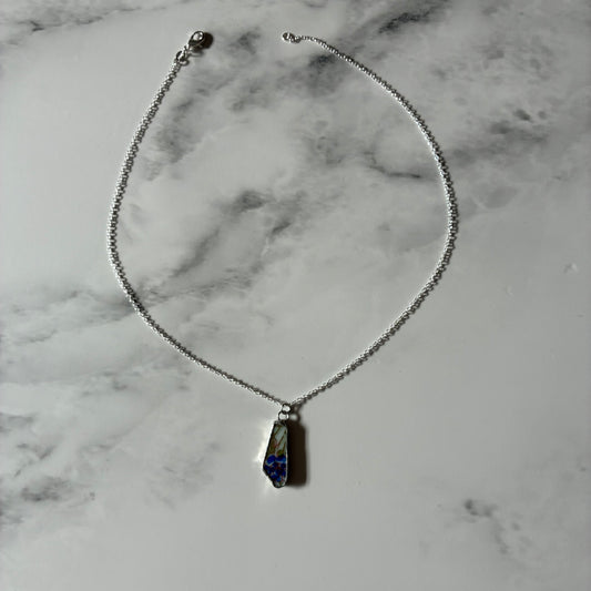 Flora Blue Ceramic Pendant Necklace