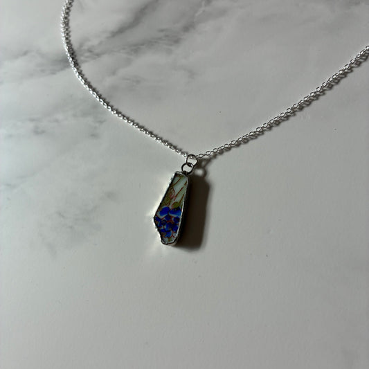 Flora Blue Ceramic Pendant Necklace