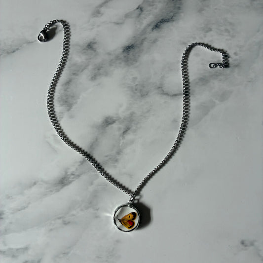 Gold Butterfly Ceramic Pendant Necklace