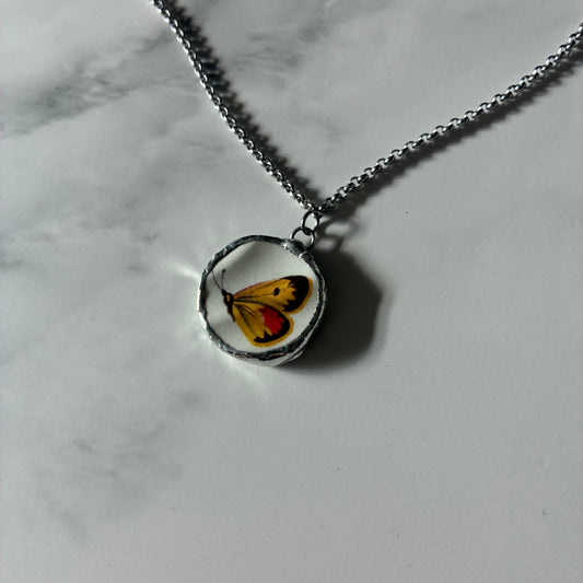 Gold Butterfly Ceramic Pendant Necklace